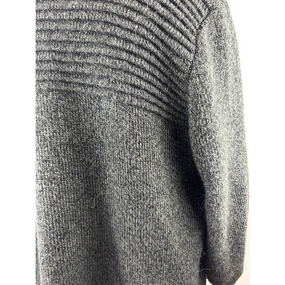 Alpaca Connection Grey Wool Blend Peruvian Shawl Collar Cozy Blanket Cardigan OS - Picture 7 of 12